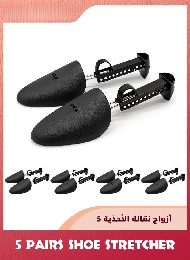 EETU Shoe Stretcher,5 Pair Plastic Adjustable Length Men Shoe Tree Stretcher,Wide Feet Shoe Stretchers Shoe Tree Stretcher Shaper For Men With Tension Spring Coil For Most Shoes,Black - Image 1